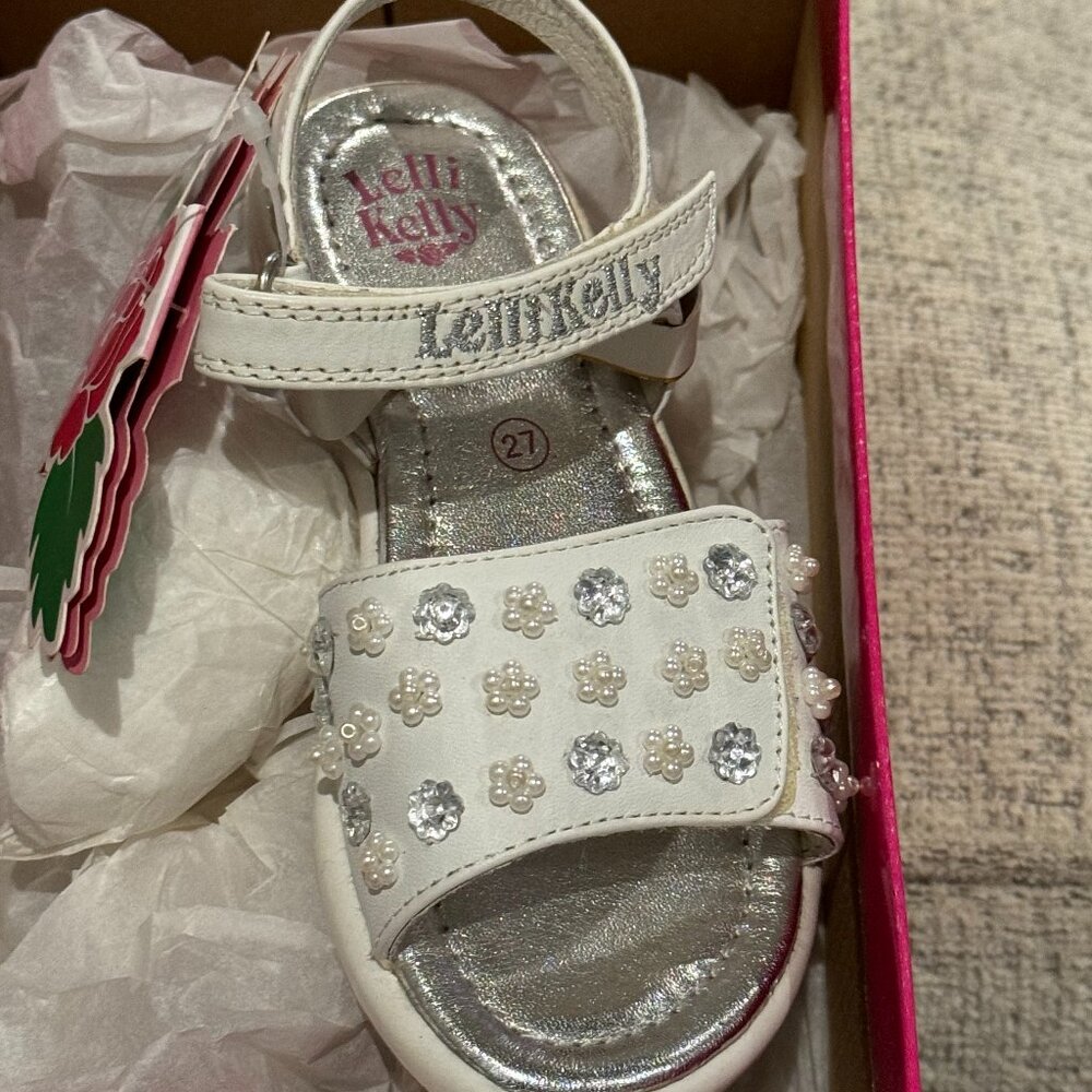 Lelli Kelly 8489 Bucaneve White Beaded Sandals shoes Pearl Easter Wedding NEW